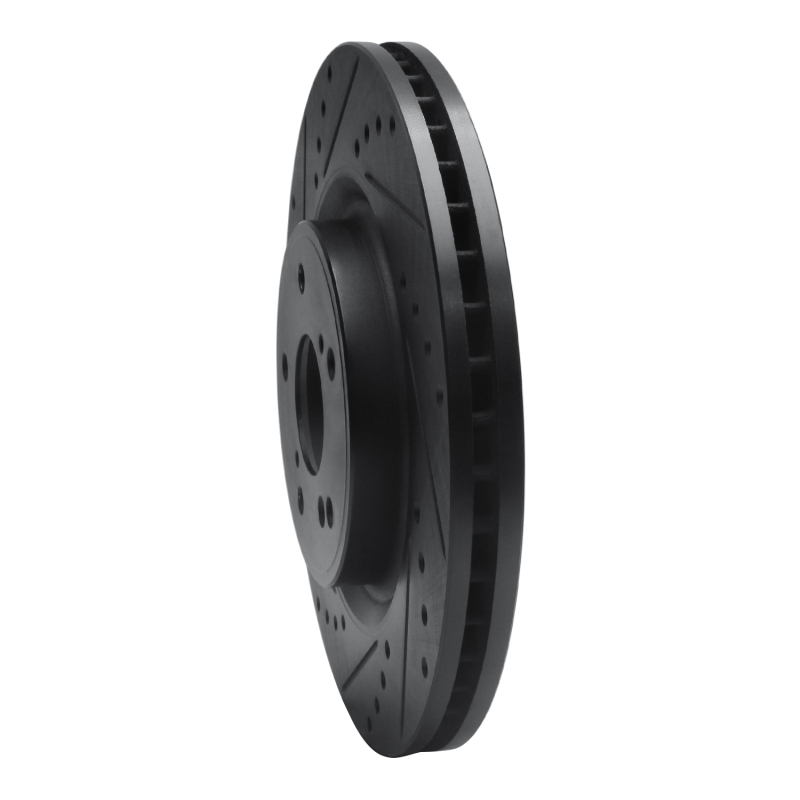 Honda CR-V Brake Rotor (1) - Front Left - R1 Concepts - Drilled & Slotted - Black - `20-`22